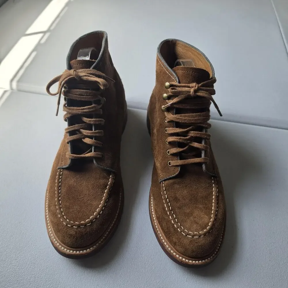 J Crew Kenton Pacer Suede Chukka Boots Mens 9.5 Brown Moc Toe Lug Sole Lace Up